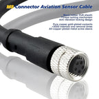 Lonlonty M8 Cable 5 Pin 6.5Ft/2M Female B Coding Circular Connector Cable Shielded IP67 Waterproof Single End Cable B Code