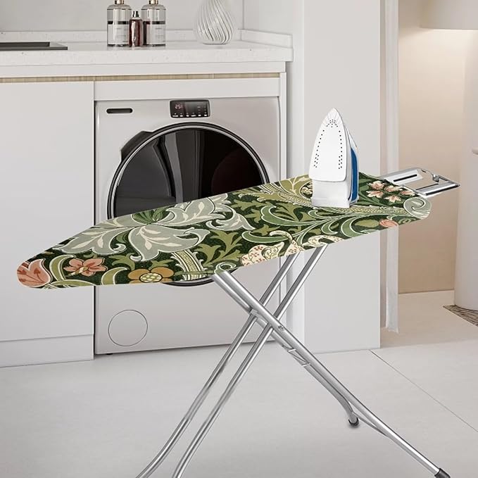 ZXFYGDX Cover for Ironing Board, William Morris Prints Table Top Ironing Board Cover with Nylon Buckle Straps and Elastic Edges Easy to Install, Standard Size Suitable for 17x49 Inch Ironing Board L