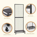 NectaCol Grid Wall Panels, 2'x 6' Gridwall Panel Display Stand with Baseplate, Black Wire Grid Wall Display Rack, Grid Panels for Display, Retail Display Stand - 2 Packs