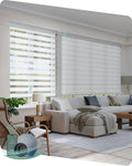 Yoolax Motorized Blinds with Remote, Electric Zebra Blinds for Indoor Windows, Room Darkening Smart Shades with Voice Control, Compatible with Alexa Google Home, APP Control, 44" W x 72" H, White
