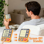 MOSTRUST Digital Dual Kitchen Timer, 3 Channels Countdown Triple Timer for Cooking, Magnetic Memory-Preset Large Display Adjustable Alarm Volume, Multi Times Management, 3A Battery Included, Orange