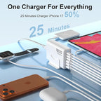 iPhone 17 Charger USB C Fast Charger Block, 3 Type C Port Each 40W Charger for iPhone 17 16 15 Pro Max Plus, Galaxy S25 S24 S23, iPad, Tablet, Total 165W GaN 6 Port Wall Charging Station Hub Adapter
