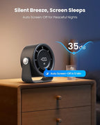 Gaiatop Small Desk Fan Rechargeable, 5in Personal Fan 4000mAh Battery Powered, Touch Control LED Display, 360° Tilt, 5-Speed Strong Wind, Bedroom Dorm Office Desk Accessories, Gifts for Women Men