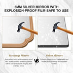 Wood Bathroom Mirror for Over Sink, 30" x 40" Modern Rounded Corner Rectangle Wall Mirror for Bathroom Vanity Decorative with Rustic Wooden Framed (Horizontal/Vertical)
