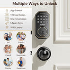 VCHOO Keyless Entry Door Lock Set WiFi Smart App Control Door Lock for Front Door Keypad Deadbolt with 2 Knobs Auto Lock One Time Codes Easy Install, Bronze