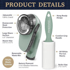 Farberware Large Lint Remover & Fabric Shaver Set – Battery Powered Sweater Shaver with Triple Blades and Extra Sticky Roller for Pet Hair, Fuzz & Pilling on Clothes & Furniture