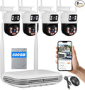 Fuers Wireless WiFi Security Camera System, 8CH HD NVR Kit, 4Pcs 5MP CCTV Home Dual Lens Security Camera System for Indoor/Outdoor Use, Night Vision, Waterproof, Motion Detection, 500G Hard Drive
