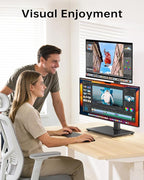 Dual Monitor Stand, FreeStanding Desk Stand for Two 13-32 inch Screens, Vertical Monitor Riser with Swivel, Tilt, Rotation, 4 Height Options, Holds One (1) Screen Up to 77Lbs, VESA 75x75mm/100x100mm