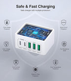 USB C Charger Block Thin Flat 50W 5-Port Wall Charger 2-Pack Type C Fast Charger Cube, PD&QC Wall Plug Power Adapter Compatible for iPhone 14/15/16/17, iPad, Airpods, iwatch, Samsung