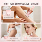 Crolanli Bikini Trimmer for Women, 3-in-1 Electric Razors for Women, IPX7 Waterproof Rechargeable Cordless Pubic Hair Shaver, with LED Display, for Ladies Bikini Pubic, Face, Underarms, Legs(Pink)