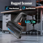 Tera Barcode Scanner Wireless Versatile 2-in-1 (2.4Ghz Wireless+USB 2.0 Wired) with Battery Level Indicator, 328 Feet Transmission Distance Rechargeable 1D Laser Bar Code Reader USB Handheld (Black)