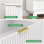 Xixini Fluted Dresser for Bedroom with 6 Drawers, 46" Tall Modern Chest of Drawers with Metal Handle, Wooden Dresser TV Stand, Wood Closet Clothes Storage Organizer for Living Room, Hallway, White