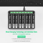 BONAI AA Rechargeable Batteries 2800mAh 8pack with Smart Charger for AA AAA C D NiMH Battery