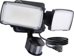 LUTEC 21W Plug in Motion Sensor Light Outdoor, Flood Lights Outdoor Motion Sensor,2500LM, 5000K Daylight,IP65 Waterproof,Adjustable 2 Heads Wall Light for Garage, Porch, Yard - Black