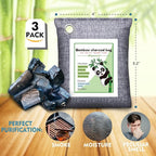 Mayunuo Activated Charcoal Odor Absorber for Strong Odor, Basement, Cars, Closets, Shoes, Smoke. 3 Pack Bamboo Charcoal Air Purifying Bags Deodorizer Odor Eliminator for Home