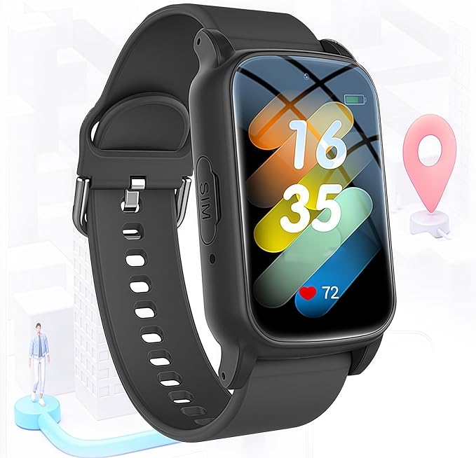 Elderly Fall Watch, Smart Watch for Men Women Wtih Sos Call and Health Monitoring, Ip67 Waterproof, Emergency Call Bracelet, for Seniors & Adults, Christmas and Birthday Gifts, 4G Safety(Black)