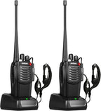 pxton S1 walkie talkies for Adults with earpieces and Rechargeable 1500mAh Li-ion Battery，walkie Talkie has VOX，TOT，Emergency Alarm，Battery Low Alert，Flashlight，Scan Function（2 Pack）