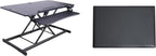 Rocelco 46" Electric Standing Desk Converter with AC Outlet USB Charger and Anti-Fatigue Floor Mat - Motorized Adjustable Sit Stand Riser - Tabletop Workstation Keyboard Tray - Black (R EDRB-46-MAFM)