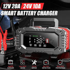 Car Battery Charger 20Amp, 12V 24V LiFePO4 Lead Acid Automatic Smart Battery Maintainer,Trickle Charger Automotive & Desulfator, Repair & Winter Mode w/Protections For AGM STD Gel Deep Cycle Batteries