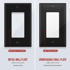 ENERLITES Decorator Switch Metal Wall Plate, Outlet Cover, Corrosion Resistant, Standard Size 1-Gang 4.50" x 2.76", Powder Coated Stamped Steel, 7731-BM, Black Matte