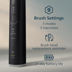 Philips Sonicare 6700 Series Electric Toothbrush - Next-Generation Sonicare Technology, Pressure Sensor, 9 Brushing Settings, SmarTimer, BrushPacer, 21-Day Runtime, Travel Case, Black, HX7411/06