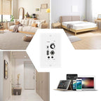 PNWCZ Wall Amplifier Compatible with Bluetooth 4 Channels Volume Control Wall Plate with USB/MIC/AUX(3.5mm) Inputs Terminal Block Connect 4 Speakers