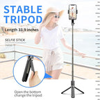 Gimbal Stabilizer for Smartphone ，with Retractable Selfie Stick and Tripod，1-Axis Multifunction Remote 360°Automatic Rotation， Auto Balance for iPhone/Android