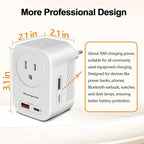 Shayangyoung Voltage Converter US to Europe, 220V to 110V Converter for European Travel, Universal Travel Adapter with 20W PD, 2 Type-C Port 2 USB-A, Power Plug Combo for Germany Italy - White-Z