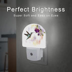 sndheke Hummingbird Flowers Night Light for Kids,Groovy Cute Bird Floral Night Light Plug in with Dusk to Dawn Sensor,0.5w Energy Saving Sleep Friendly Nightlight for Hallway Stairway Kitchen Bedroom