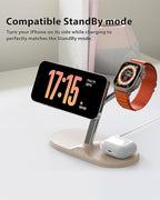 3-in-1 Wireless Charging Station for Apple Devices - Fast Charging Station for iPhone and Watch, Stable Charger Stand for iPhone 12-15 & iPhone 16 & iWatch & AirPods, Adapter Not Included