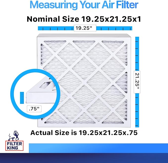 Filter King 19.25x21.25x1 Air Filter | 4-PACK | MERV 8 HVAC Pleated A/C Furnace Filters | MADE IN USA | Actual Size: 19.25 x 21.25 x .75"