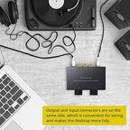 PROZOR RCA Switch 4 Way Bi-Directional RCA Splitter with Volume Control and Switch Button, R/L Audio Selector with No Power Supply Needed for DVD Stereo Speaker CD Player
