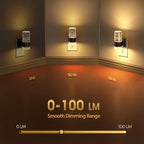 Briignite Night Light, Dimmable Night Lights Plug into Wall, LED Night Light with 0-100 LM Adjustable Brightness, 3000K Automatic Plug in Night Lights with Dusk to Dawn Sensor, for Bathroom Hallway