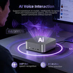 Beelink SER9 Pro+ AI Mini PC, AMD Ryzen 7 H255 (Up to 4.9GHz), 32GB LPDDR5X 7500MT/s 1TB NVMe SSD, Radeon 780M, Built-in Mic/Speaker, USB4, 4K@240Hz Triple Display, WiFi 6, 2.5G LAN, Desktop Computer