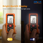 Elitech Laser Measuring Tool 165ft, Digital Laser Tape Measure with Dual Bubble Levels, 99 Data Memory & Mute, Ft/In/M High Precision Measuring Tool for Home Renovation & Decoration (Battery Included)