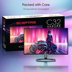 Sceptre Curved 32-Inch Gaming Monitor, 1920 × 1080, Up to 240+Hz, 1ms, 99% sRGB, AMD FreeSync Premium, Built-in Speakers, HDMI DisplayPort, Machine Black (C325B-FWD240 Series)