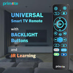 Primote Remote w/Backlit for Fire& Roku Smart-TVs, Including Insignia-Toshiba-TCL-Hisense-ONN-Sharp-Pioneer-Element-Westinghouse Fire/Roku TV (Not for Stick or Box