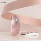 Uciefy Q5 Slim Rechargeable Wireless Mouse, 2.4G Portable Optical Silent Ultra Thin Wireless Computer Mouse with USB Receiver and Type C Adapter, Compatible with PC, Laptop, Desktop (Rose Gold)