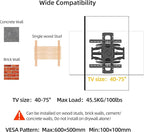 WANDEMEI Rotating TV Mount for 40-75 Inch LCD LED OLED Screen, Vertical and Horizontal Wall Mount, Swivel & Tilt & Extend & Leveling, MAX VESA 600x500mm, Holds up to 100 Lbs, DY639XZ