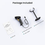 Anyeast Barcode Scanner with Stand: USB Wired Inventory 2D 1D QR Code Scanner,Compatible with Computer POS MAC with Automatic Scanning, Handheld Barcode Reader for Library Supermarket（Yellow）