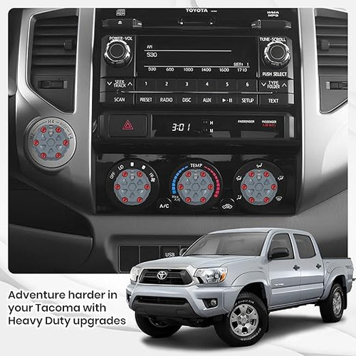 4 Pack - 2nd Gen Tacoma Accessories AC Knob Upgrade - 2005,2006,2007,2008,2009,2010,2011,2012,2013,2014,2015 Tacoma Climate Control Dial Mods Set - for Toyota Interior Replacement Kit
