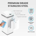 iTouchless 13 Gallon Kitchen Trash Can with Odor Filter, Automatic Motion Sensor Bin, Soft-Close Stainless Steel, Slim Wastebasket for Narrow Spaces, White