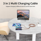 Multi Charging Cable,(3Pack 4FT), Multi Charging Cord 3 in 1 Charging Cable Nylon Braided Universal Charger Phone Charger Cord with Type-C,Micro USB,IP Port for iPhone16/15 Series/Phone&Pad