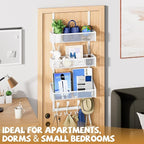 Kaiferty Over The Door Hooks Organizer, Coat Rack Over The Door Storage Hanger Towel Rack, Back of Door Storage Organizer for Bathroom,Bedroom,Kitchen,Office (White, 4-Tier)