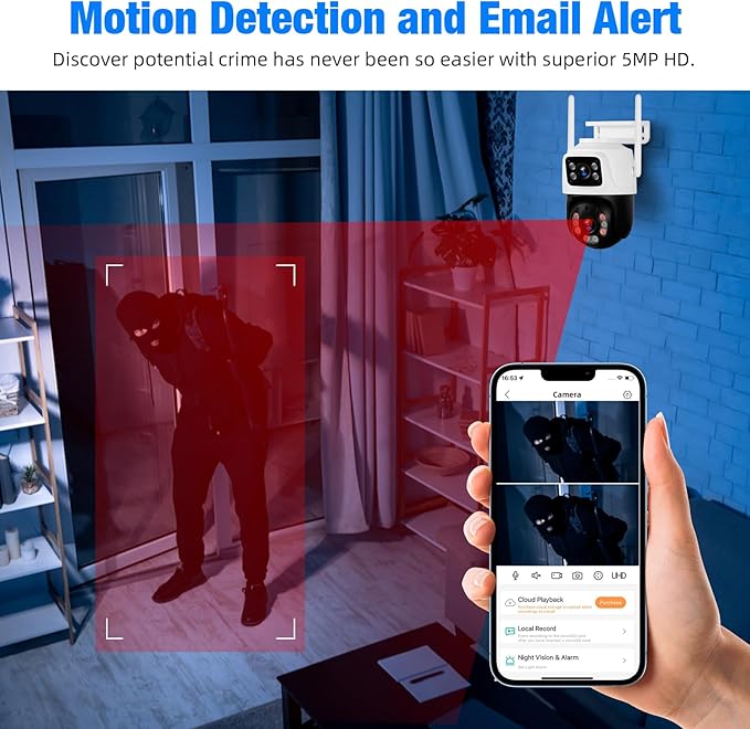Fuers Wireless WiFi Security Camera System, 8CH HD NVR Kit, 4Pcs 5MP CCTV Home Dual Lens Security Camera System for Indoor/Outdoor Use, Night Vision, Waterproof, Motion Detection, 500G Hard Drive