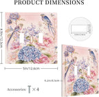 Bvtewkhz Floral Birds Morris 2 Gang Double Toggle Decorative Outlet Covers Light Switch Plate Electrical Receptacle Switchplate For Bathroom Kitchen Bedroom