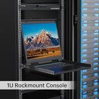 MT-VIKI Rack KVM Switch w/ 19'' LCD Monitor, Rackmount KVM Monitor Console Drawer+Keyboard+Touchpad+8 VGA Cable, Support OSD/Hotkey/Button Switch, 1280X1024@60H