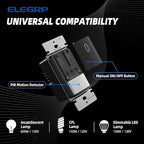 ELEGRP Occupancy Motion Sensor Light Switch, PIR Infrared Motion Activated Wall Switch, No Neutral Wire, Single Pole for CFL/LED/Incandescent Bulb, Wall Plate Included, UL Listed (2 Pack, Matte Black)