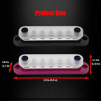 7 x M6 (1/4") Studs Power Distribution Block Bus Bar 12V, Ampper 5.9" HD 150A Marine BusBar Battery Distribution Block W/Cover for Car Boat Solar (Red & Black)