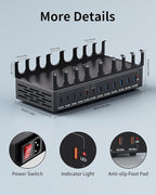 470W Charging Station for Multiple Devices, 12-Port USB C Charging Station with Double 100W PD PPS Port, Multi Device Fast Charger Dock for MacBook Pro Laptop, iPhone, iPad, Tablet, Android Cell Phone